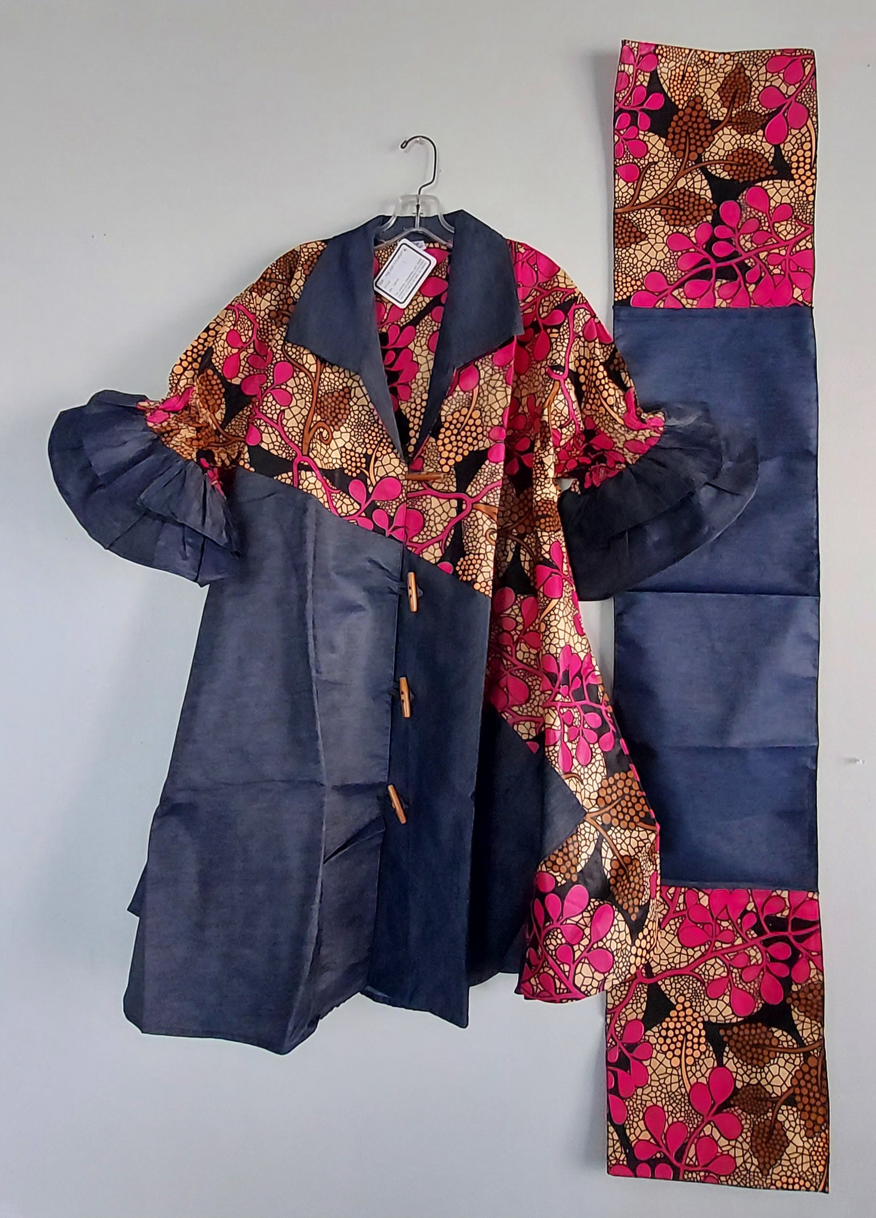 Denim Shirt Dress with Ankara African Print 3139 - Q