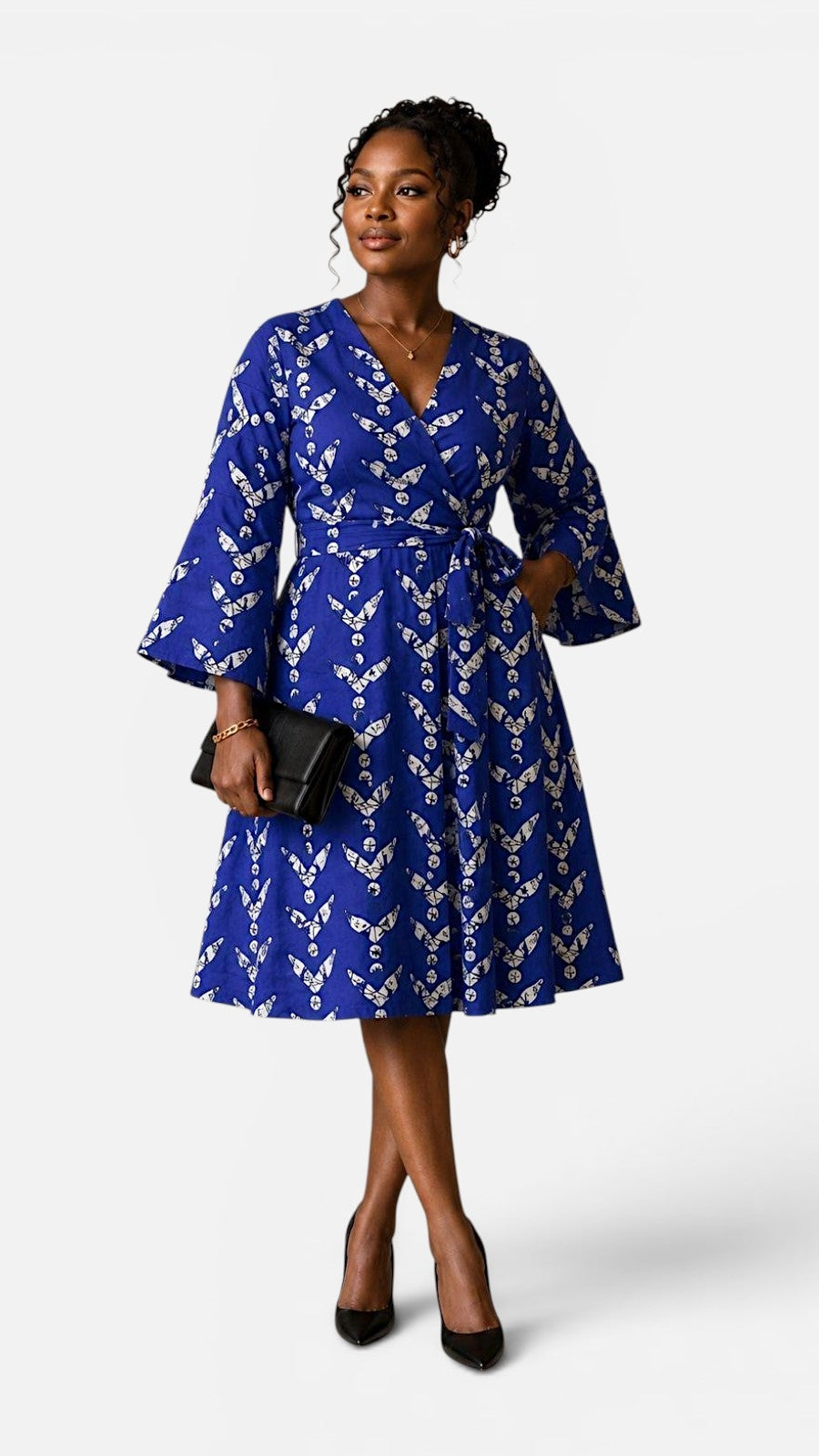 Mid Length Wrap Dress  1370 Blue