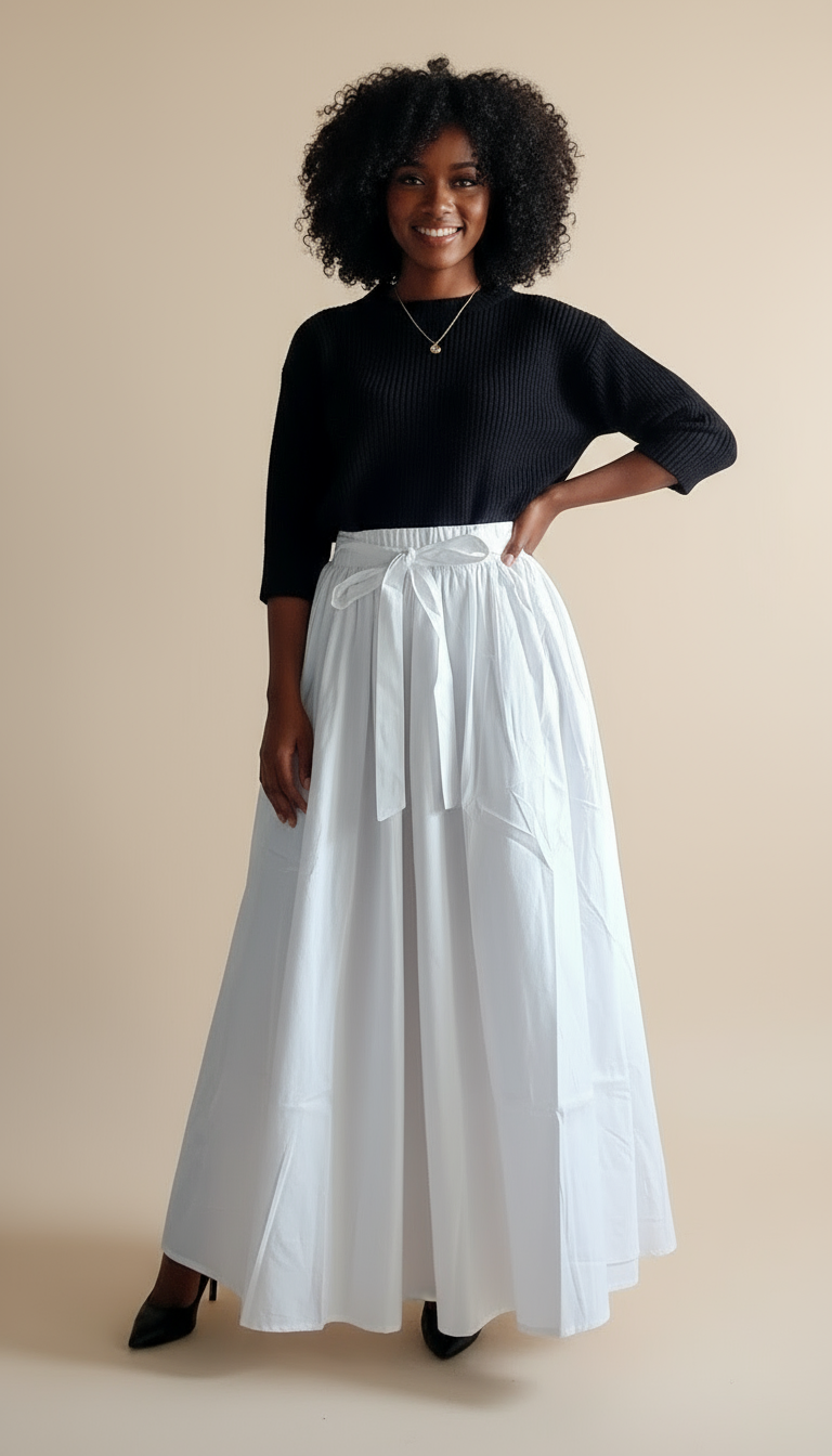 Cotton Maxi Skirt- White 1350