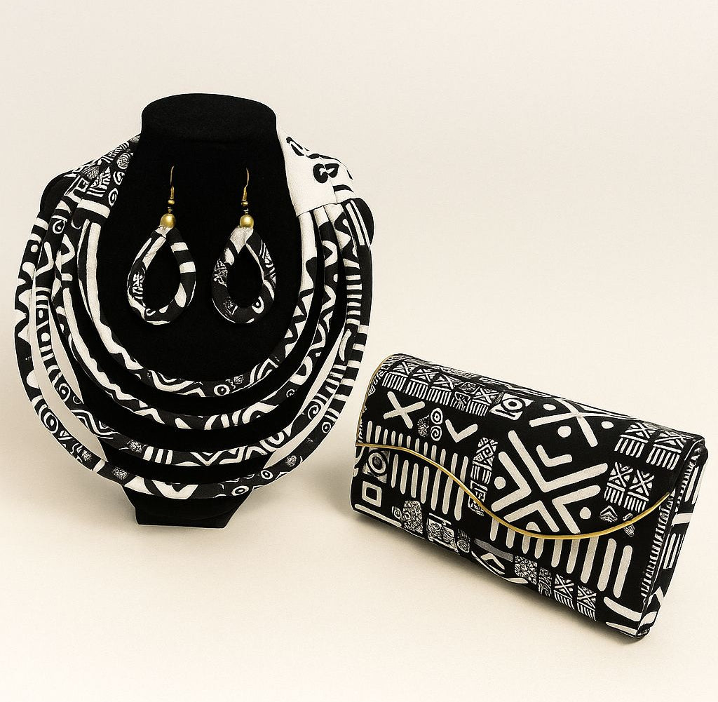 Clutch Bag & Rope  Necklace Set /African Print /Ankara13