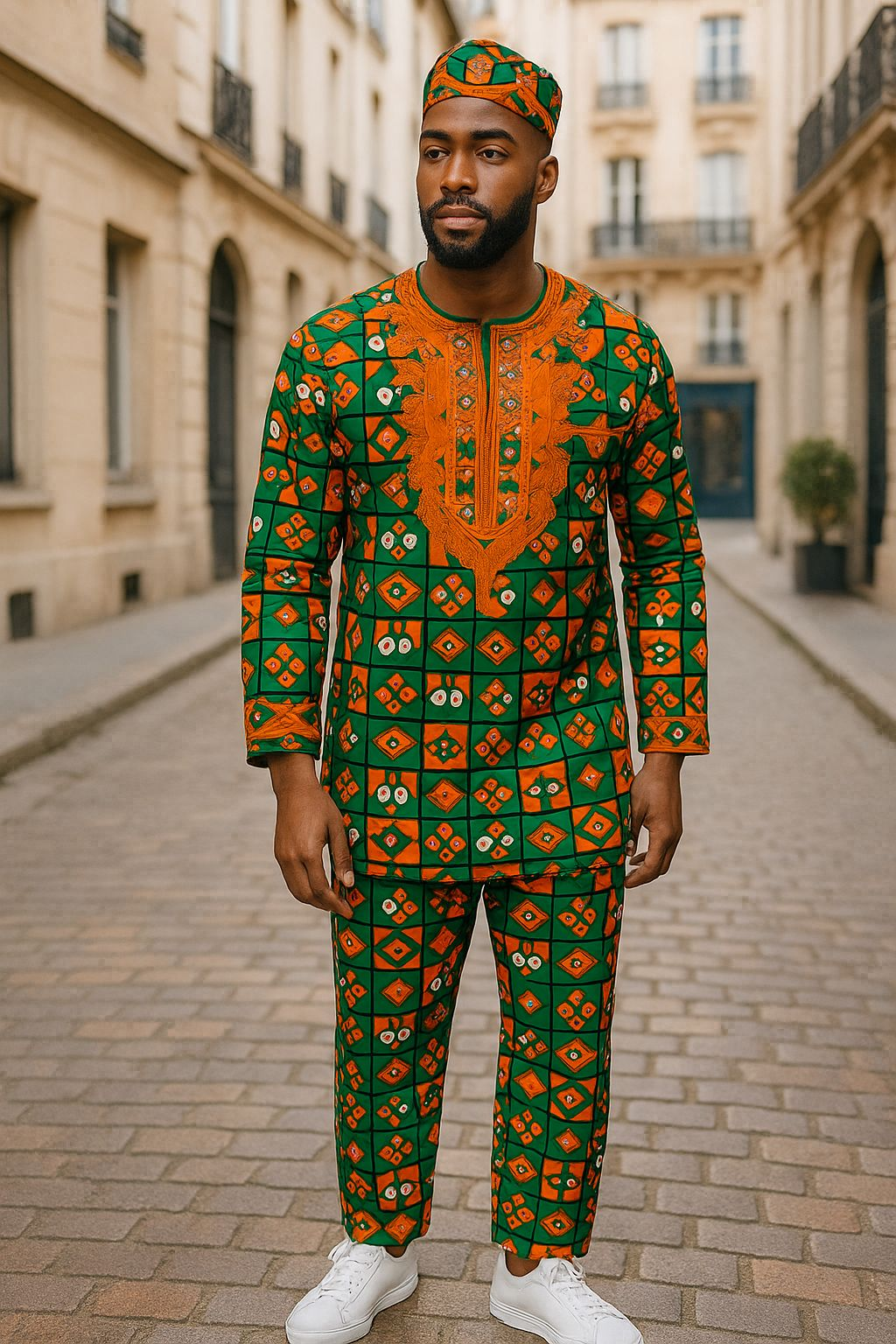 Men 3Pcs Pant Set/ African Print-D