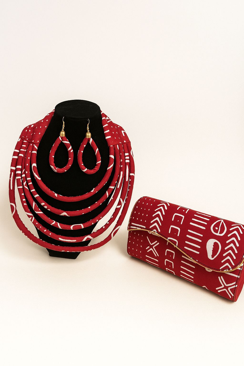 Clutch Bag & Rope  Necklace Set /African Print /Ankara14