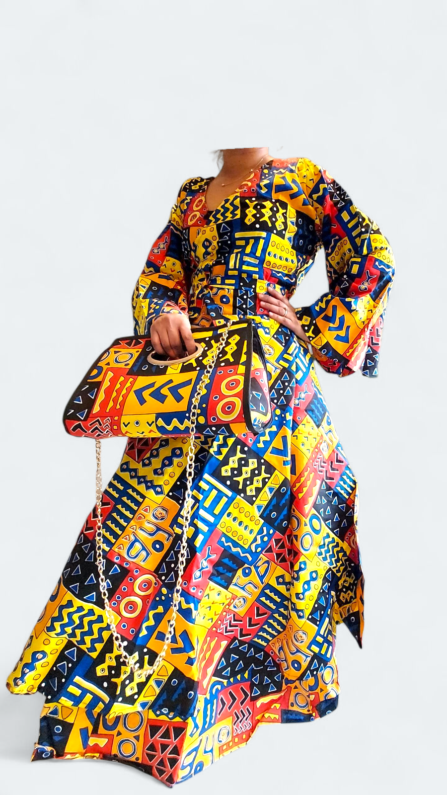 3pcs Set Maxi Skirt Pocketbook wrap Dress 746 D