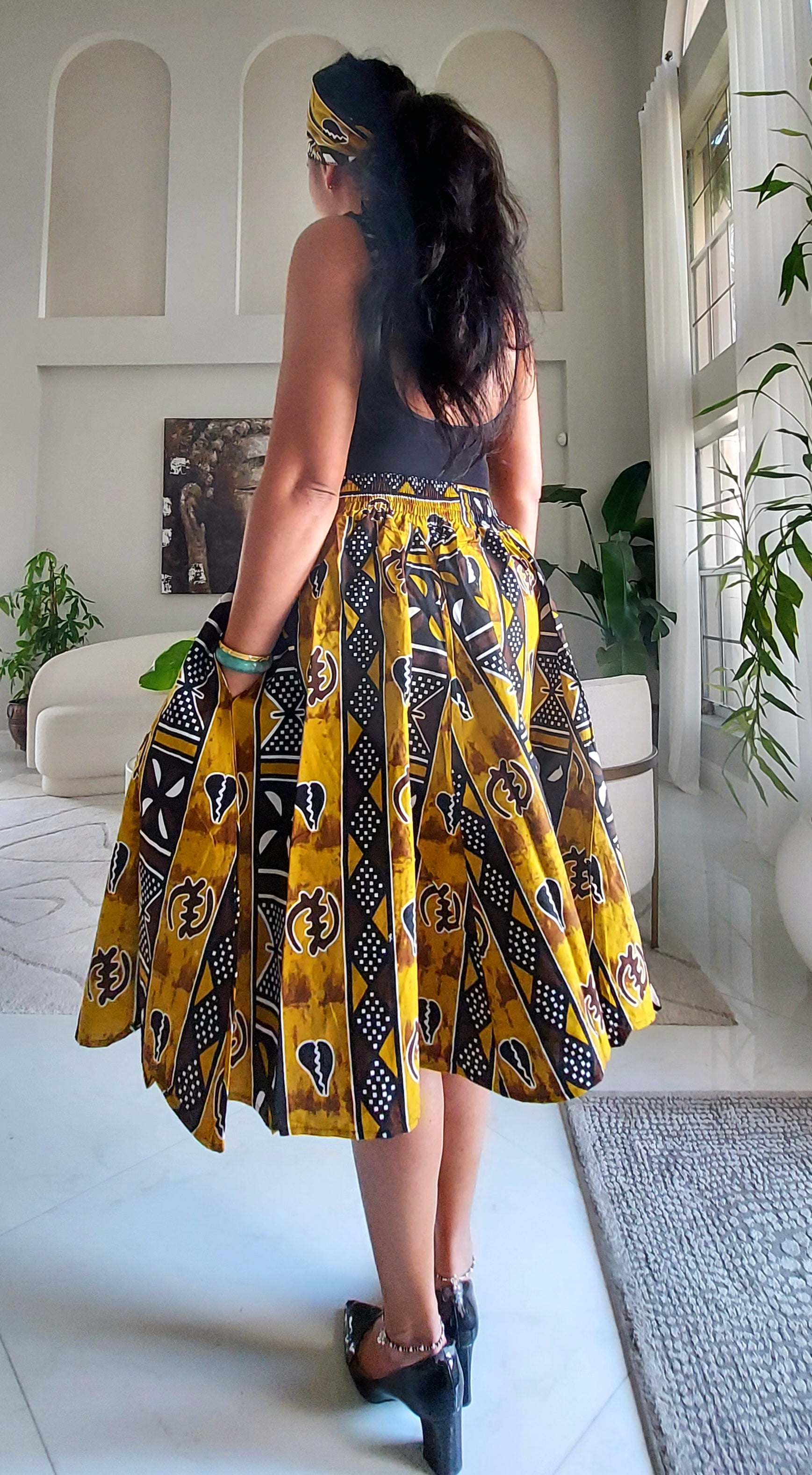 7819 Wrap Blouse & Mid Length Skirt Set