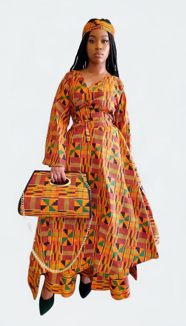 3pcs Set Maxi Skirt Pocketbook wrap Dress 2167 C