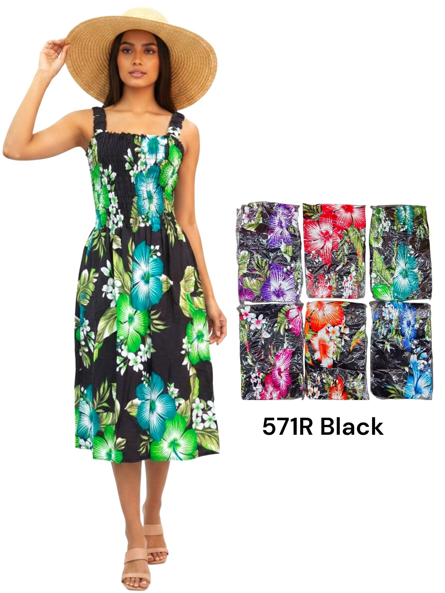Hawaiian Floral Dress/ Mid Length (6-Pack)  571