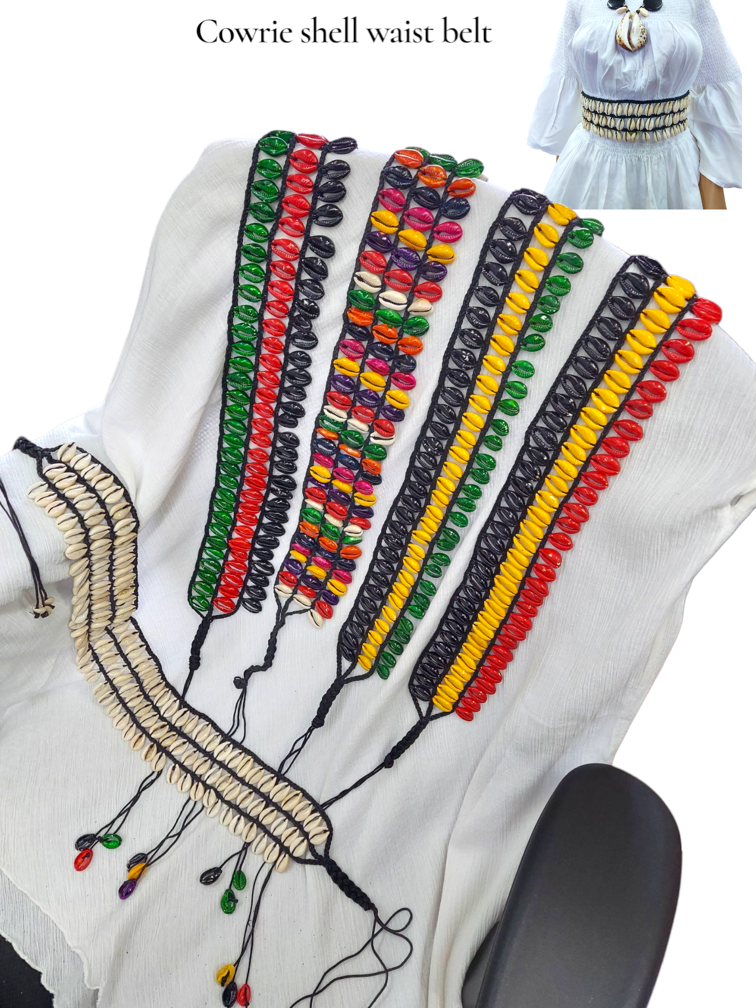 3 Layered Cowrie Shells Waist Belt