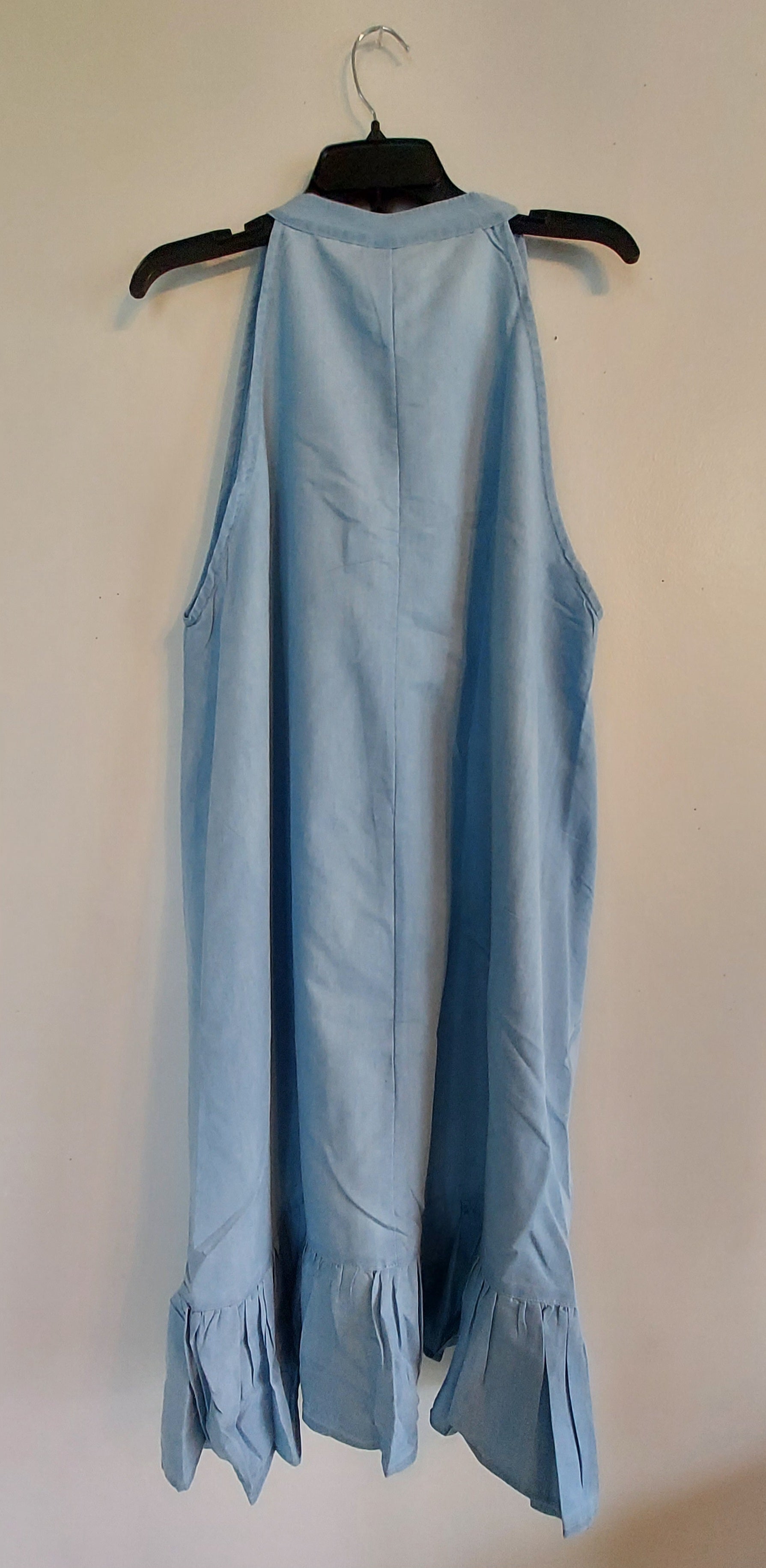 Haltered Neck Button Middi Dress 796 Light Denim