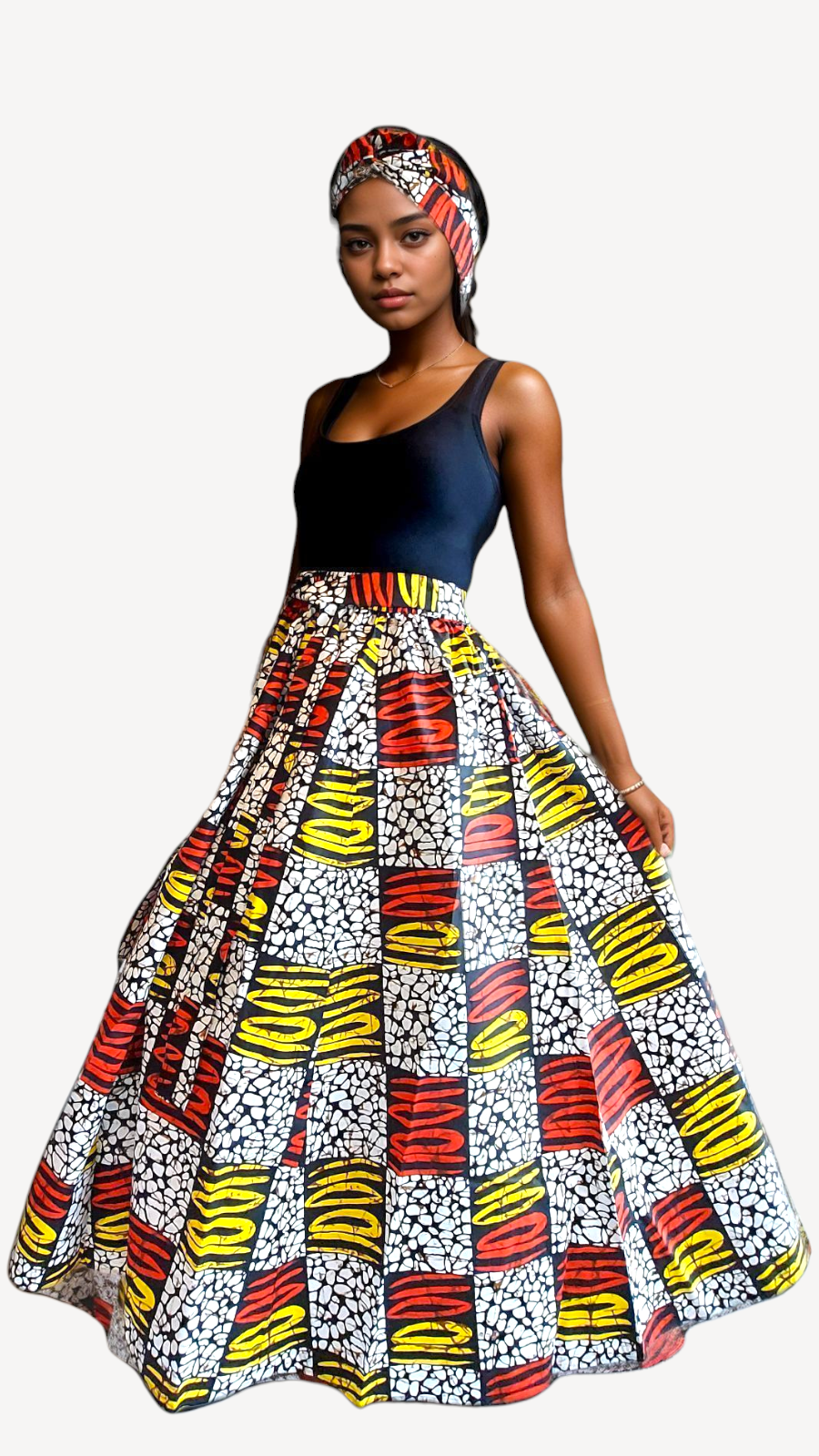 Woman Long Printed Maxi Skirt-1350 Multi