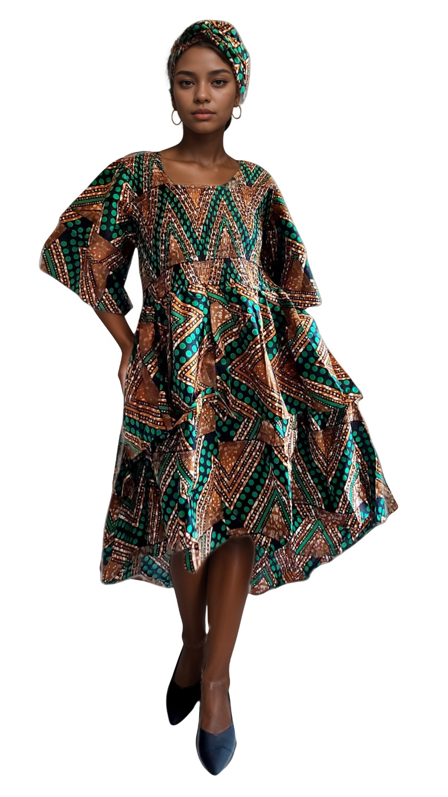 Women High/Low Flounce Dress  -DRS045 Green