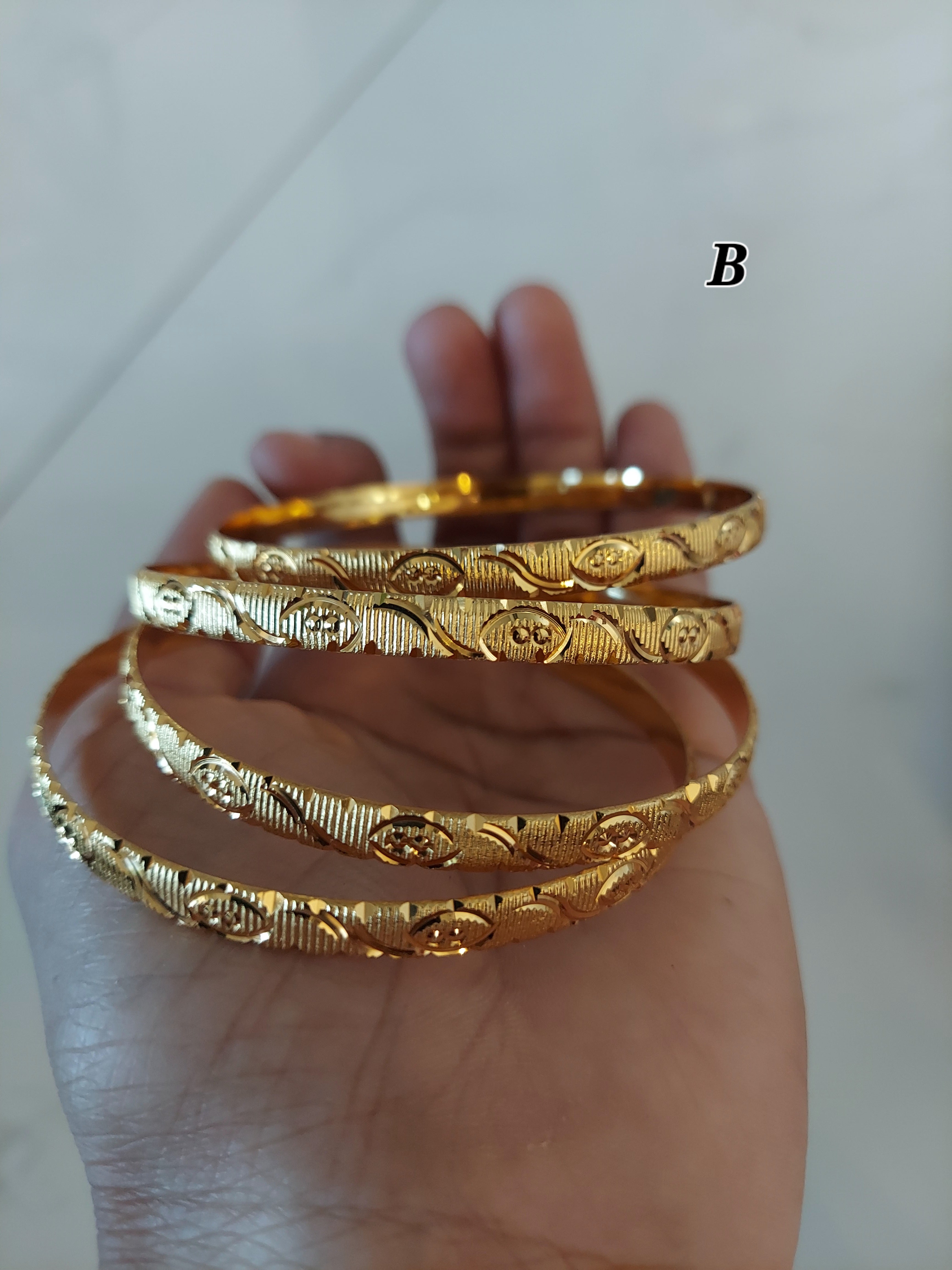 4Pcs Stacable Bangles Set-Gold Plated