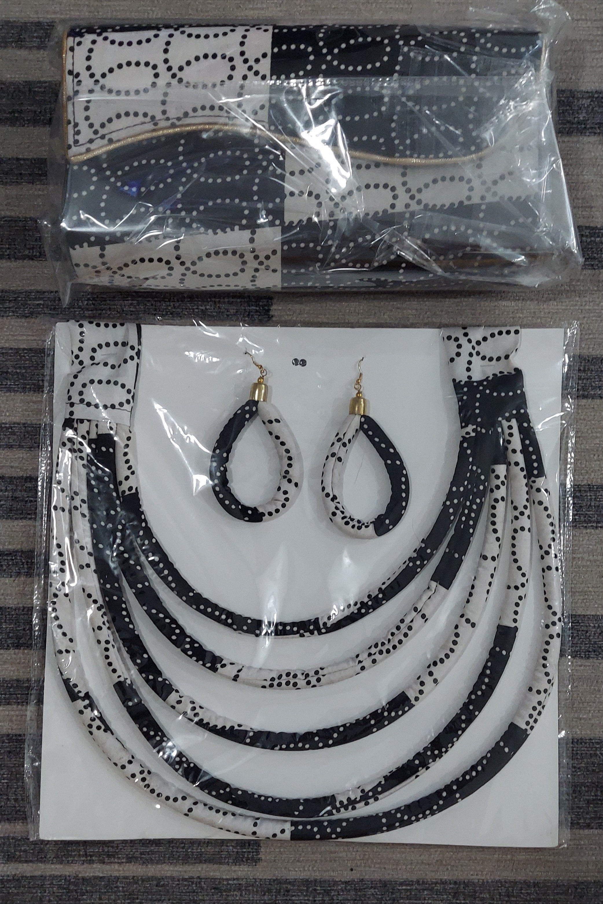 Clutch Bag & Rope  Necklace Set /African Kente /Ankara 20 Zebra