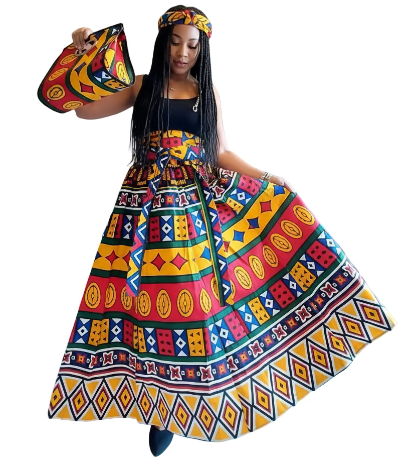 3pcs Set Maxi Skirt Pocketbook wrap Dress 764 J