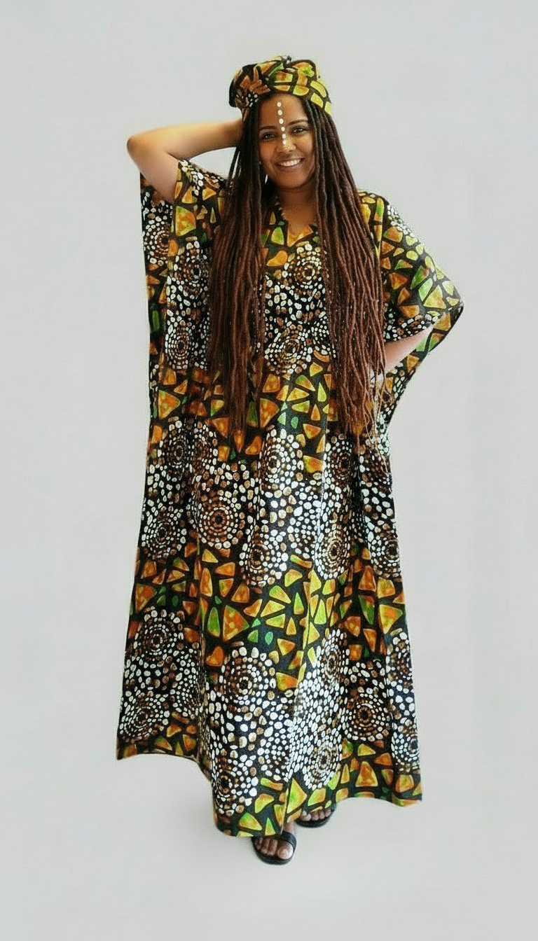 Cotton Kaftan Dress - 9000 Yellow