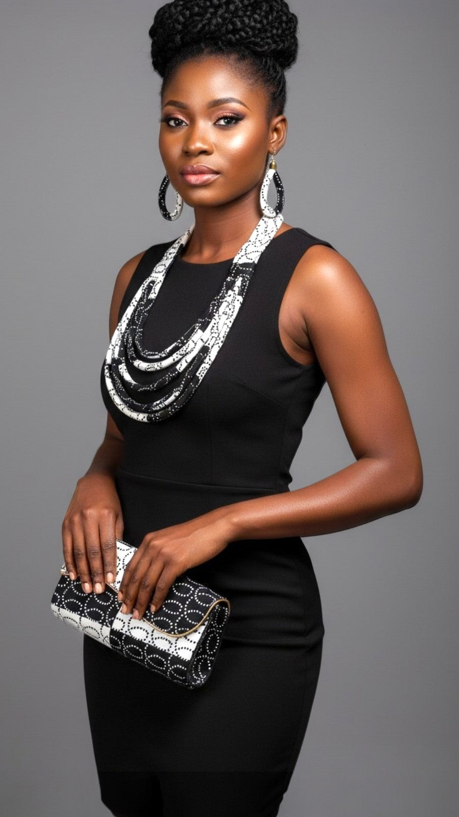 Clutch Bag & Rope  Necklace Set /African Kente /Ankara 20 Zebra