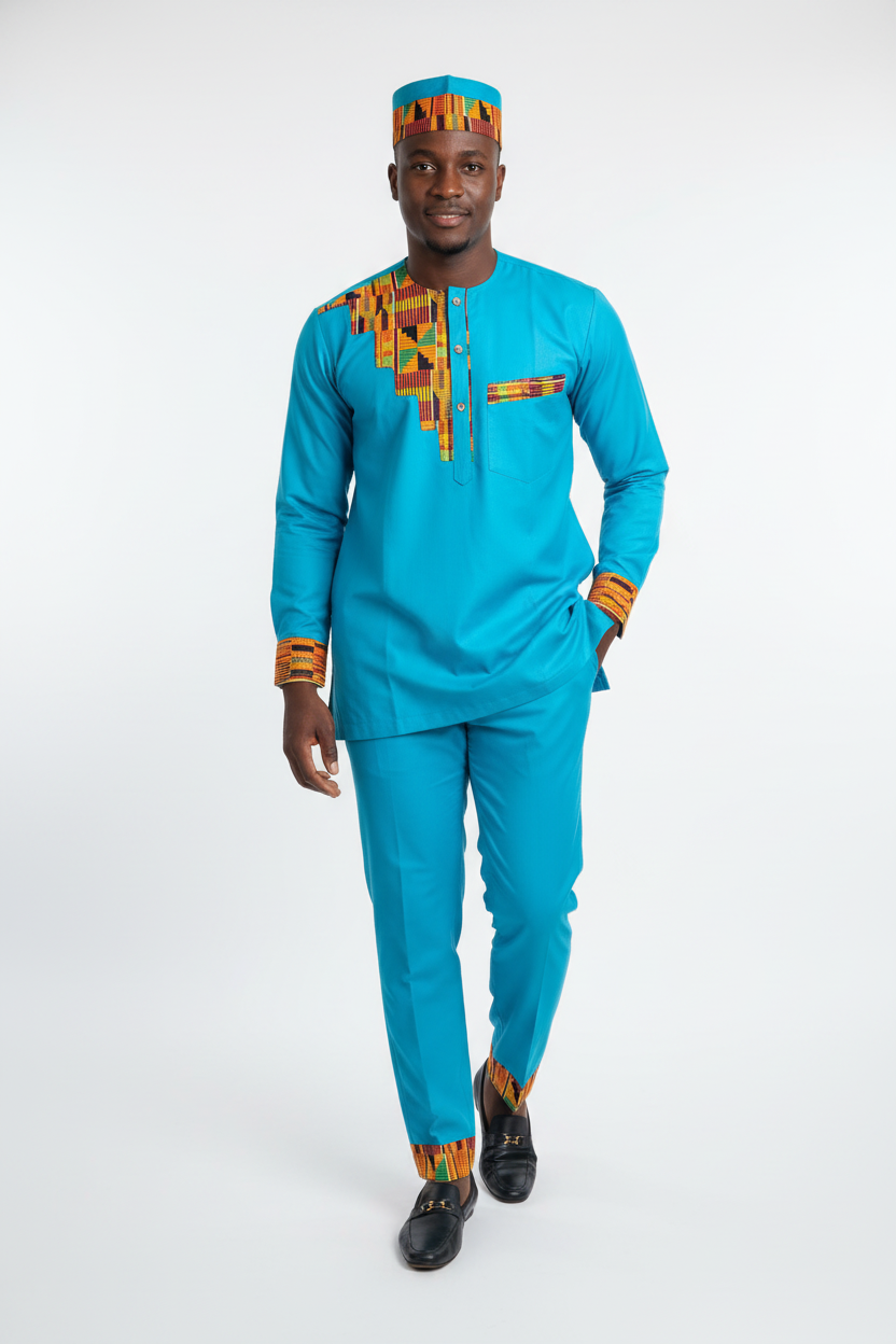 Men’s 3-Piece Traditional Set – Kufi Hat, Tunic Shirt & Long Pant
766 Turquoise