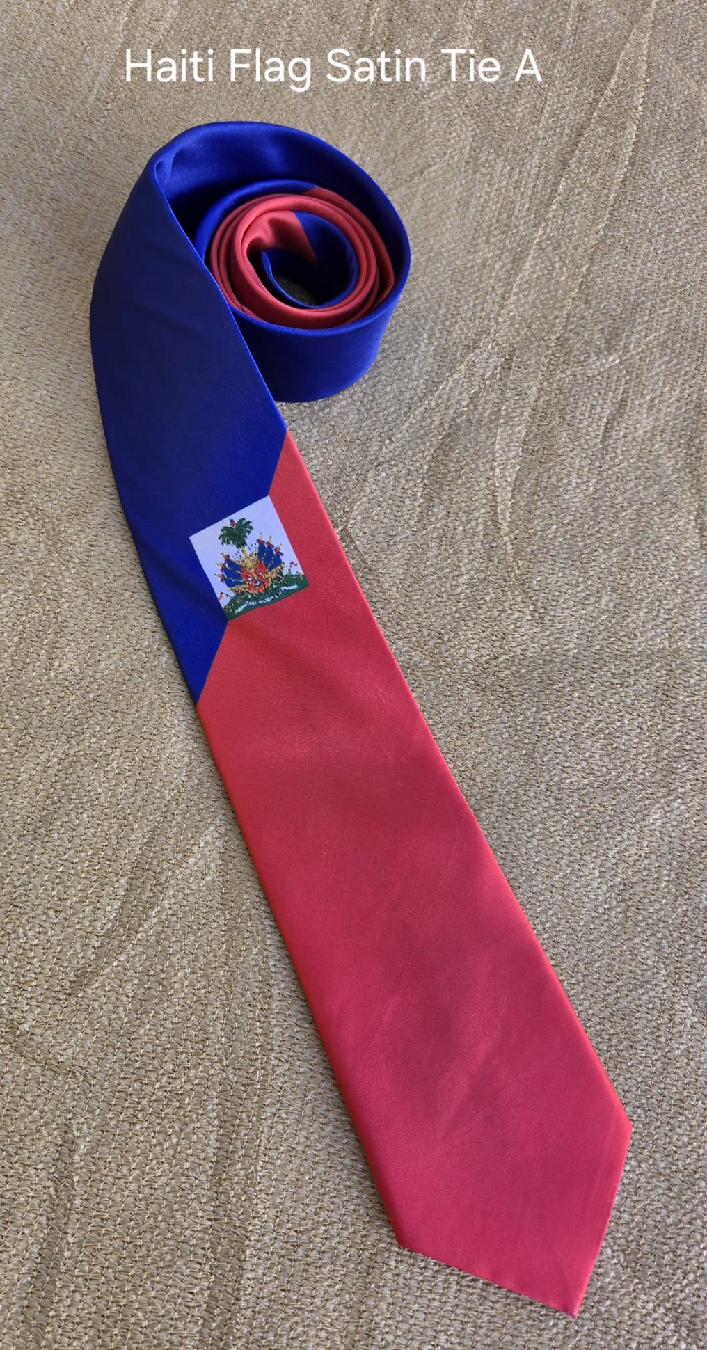 Satin Long  Neck Tie- Haiti Flag