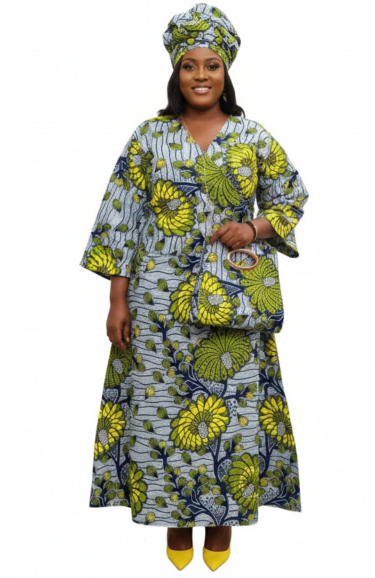 Combo Long Wrap Dress + Pocketbook Set 2025-735