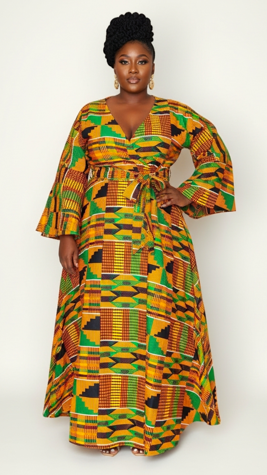 Wrap Dress / Ankara Kente Print - 1360 A