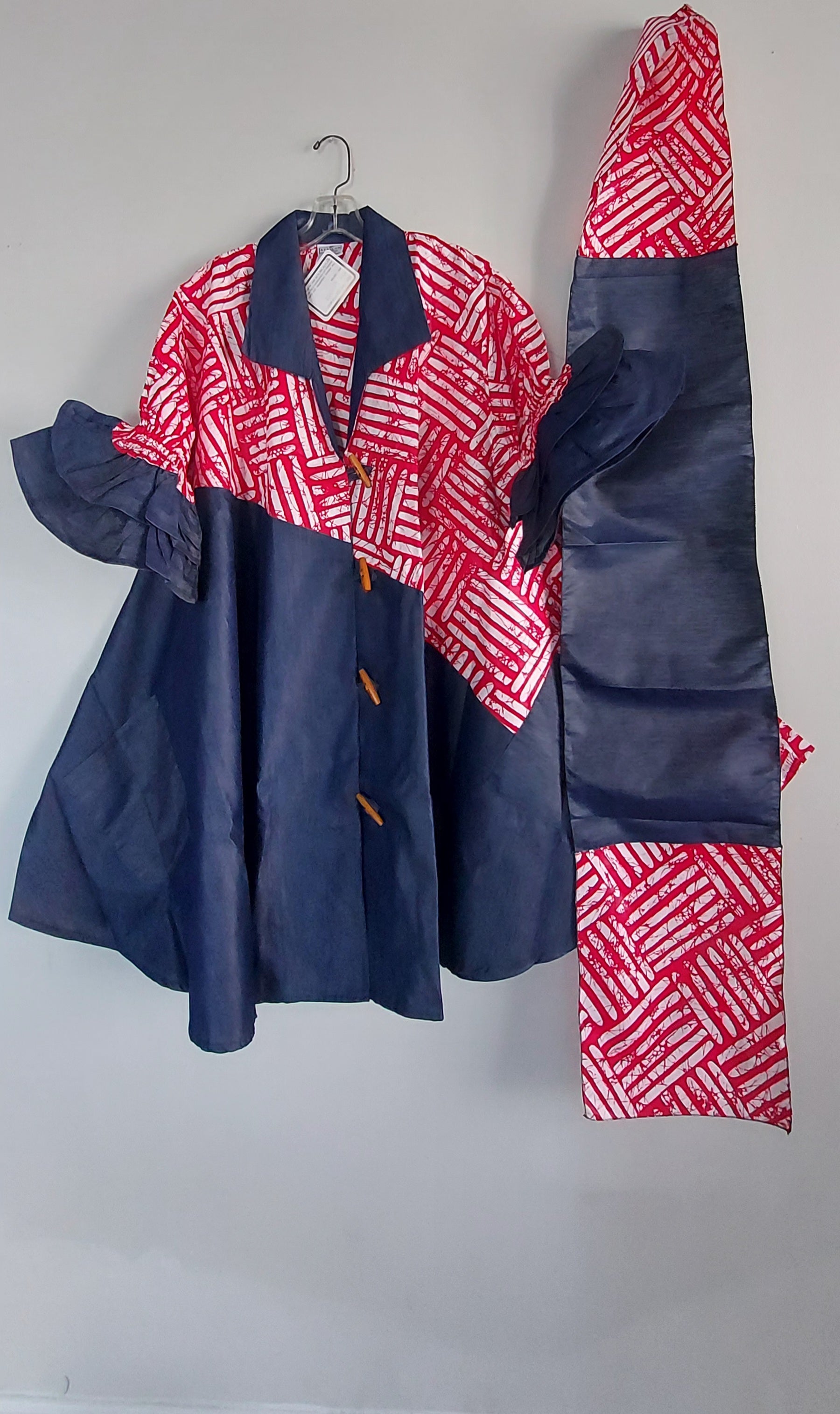 Denim Shirt Dress with Ankara African Print 3139-L