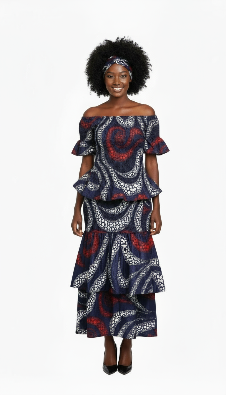 Set / Mermaid Flounce Skirt & Blouse Set 6638-003