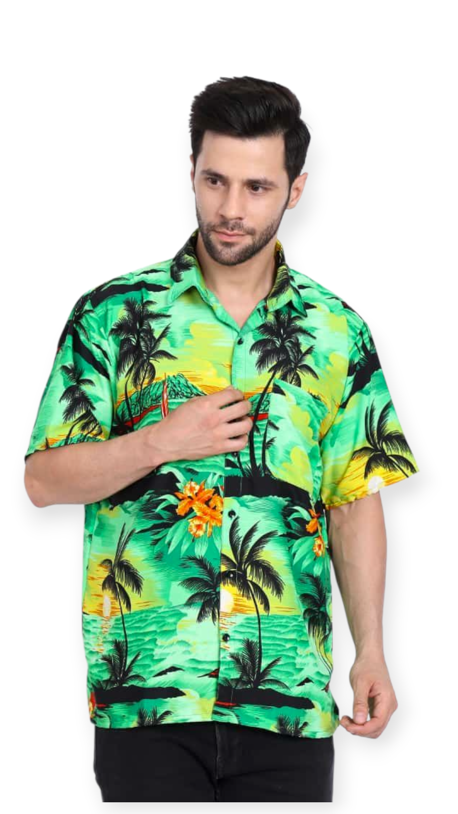 (Pack of 6) Men Hawaiian Shirt HY600 Green