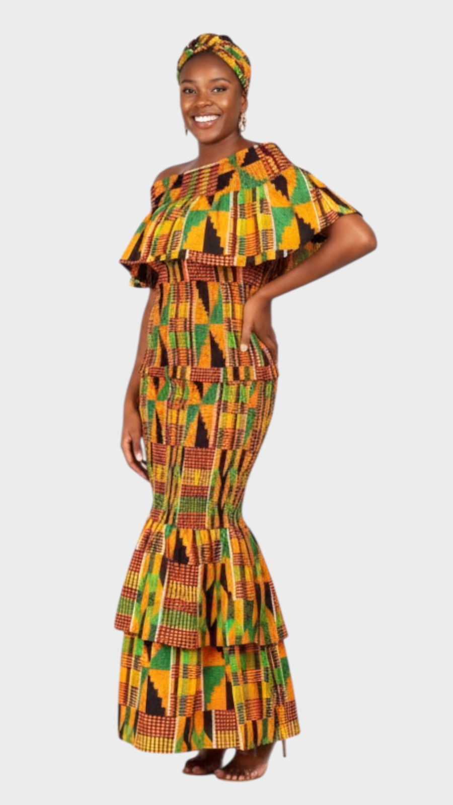 Smock fit & flare Skirt & Blouse Set-Kente DRS019