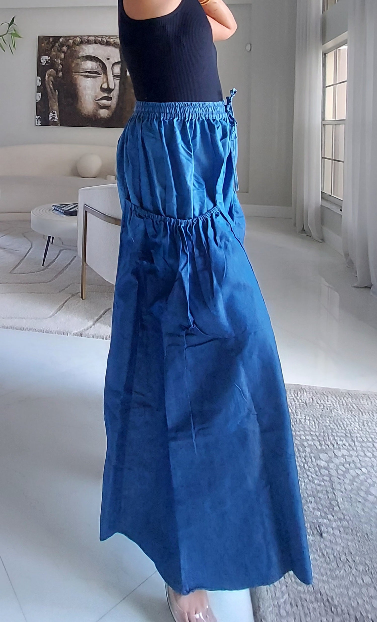 Denim Big Pocket Palazzo Pant - 45 Two Tone Denim