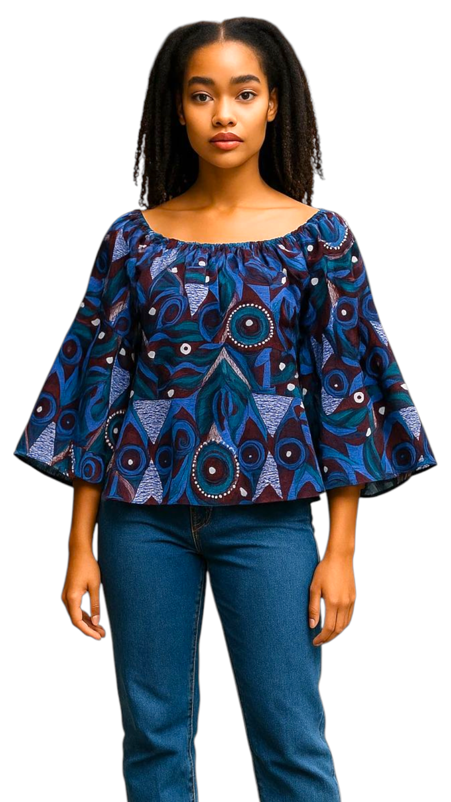 7031- Women Ankara Print Blouse