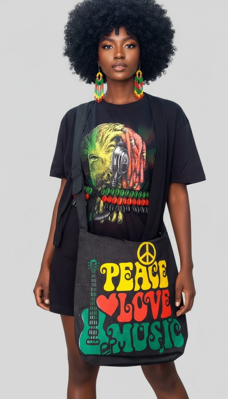 Rasta Bohemian Crossbody Bag- Peace Love Music