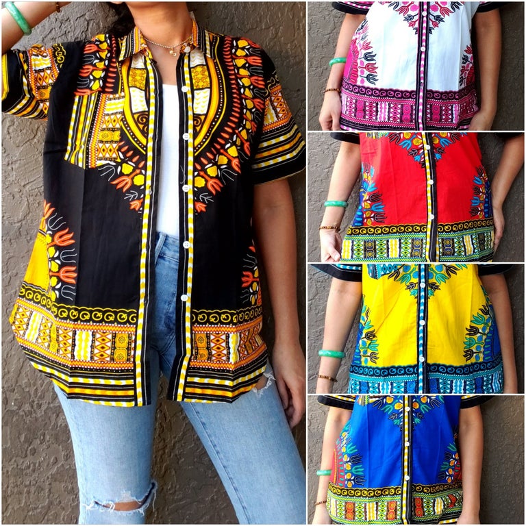 586- Unisex Button Down Shirt- Dashiki