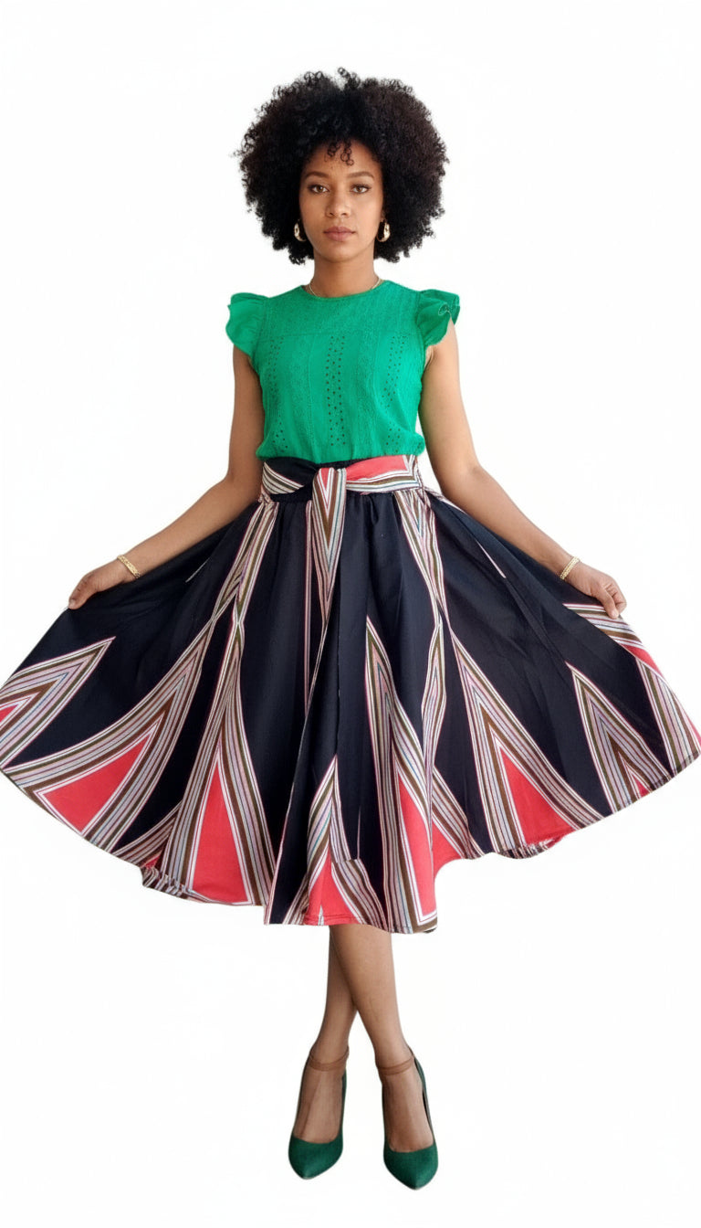 WOMAN MID LENGTH PRINTED SKIRT