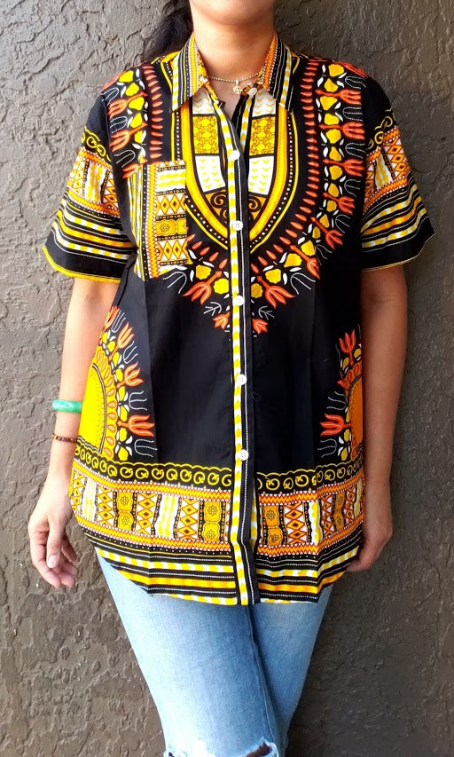 586- Unisex Button Down Shirt- Dashiki