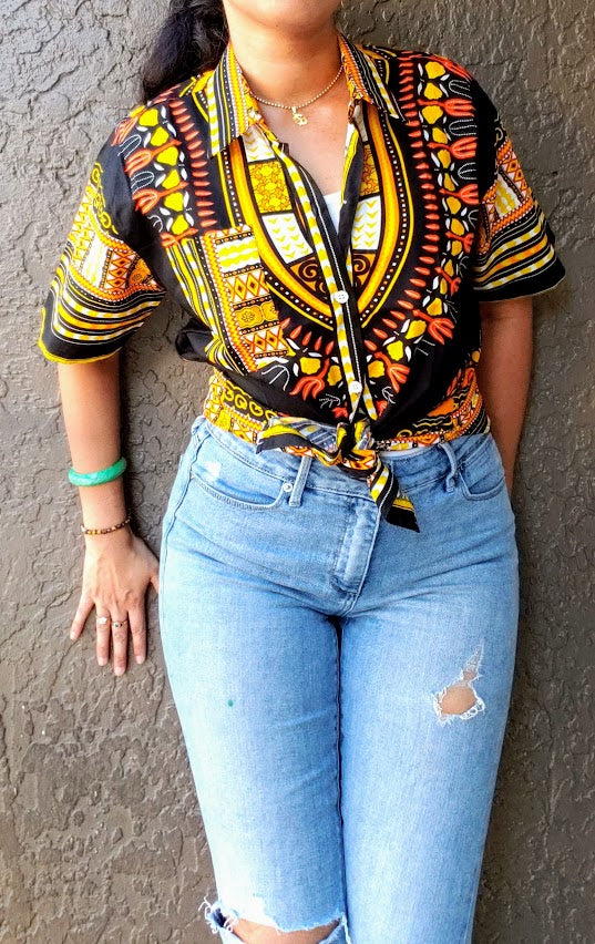 586- Unisex Button Down Shirt- Dashiki