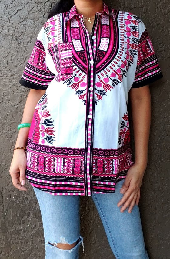 586- Unisex Button Down Shirt- Dashiki