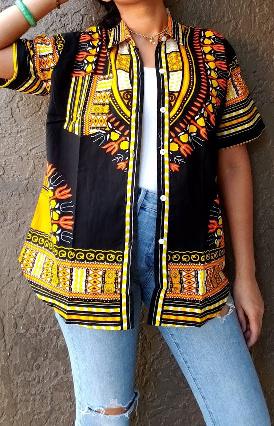 586- Unisex Button Down Shirt- Dashiki