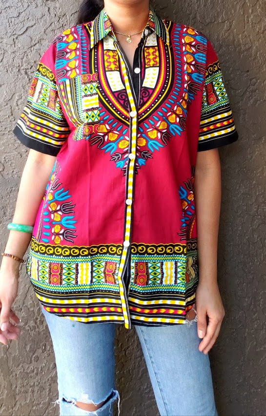 14A- Unisex Button Down Shirt- Dashiki