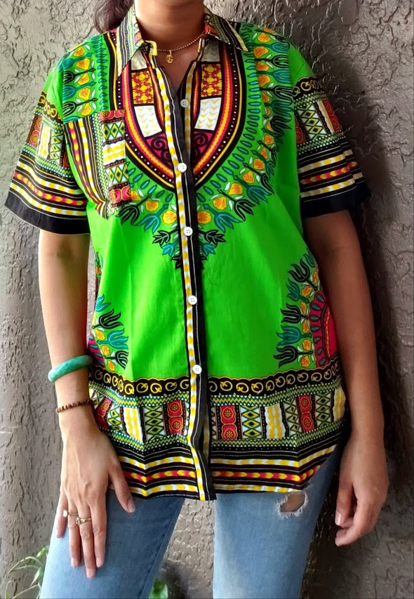 14A- Unisex Button Down Shirt- Dashiki