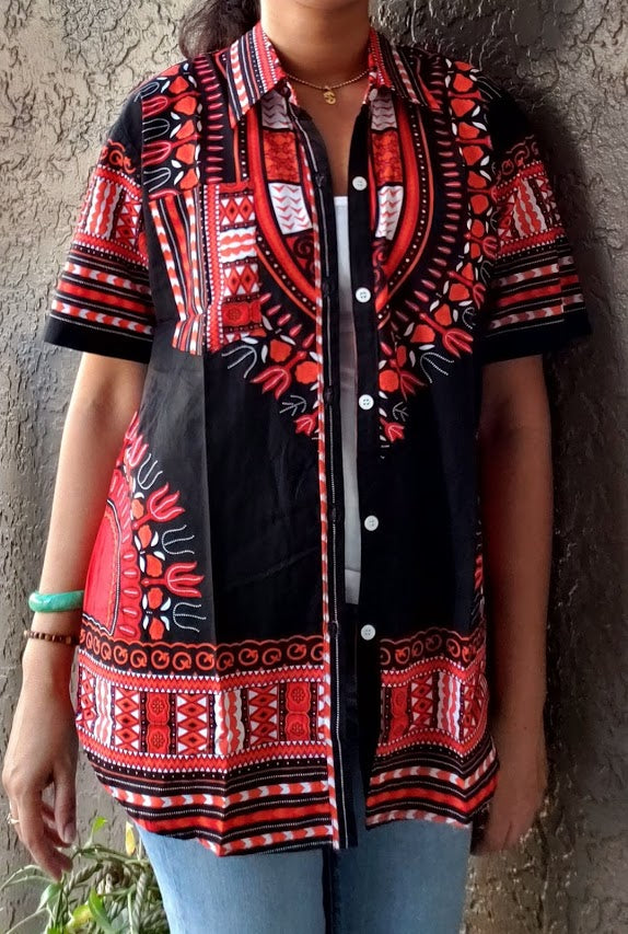 586- Unisex Button Down Shirt- Dashiki