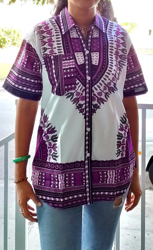 586- Unisex Button Down Shirt- Dashiki