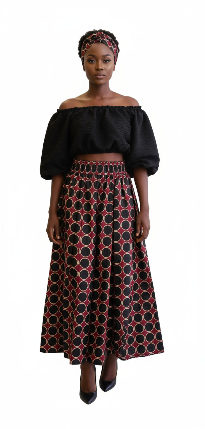 Long maxi Skirt-Burgundy- 485