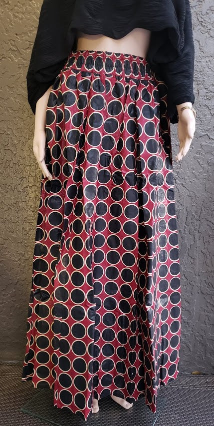 Long maxi Skirt-Burgundy- 485