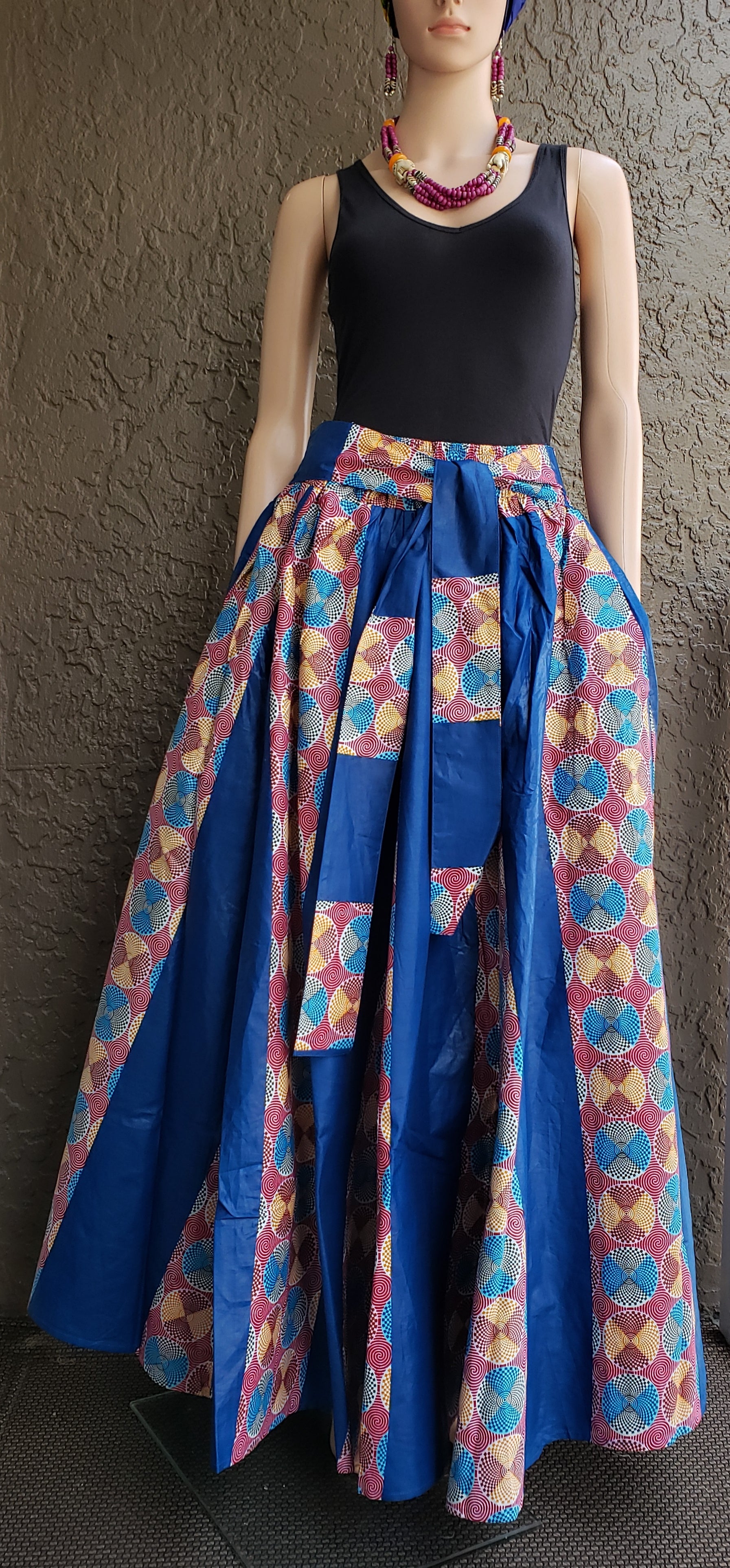 7001 Long Maxi Skirt - Blue