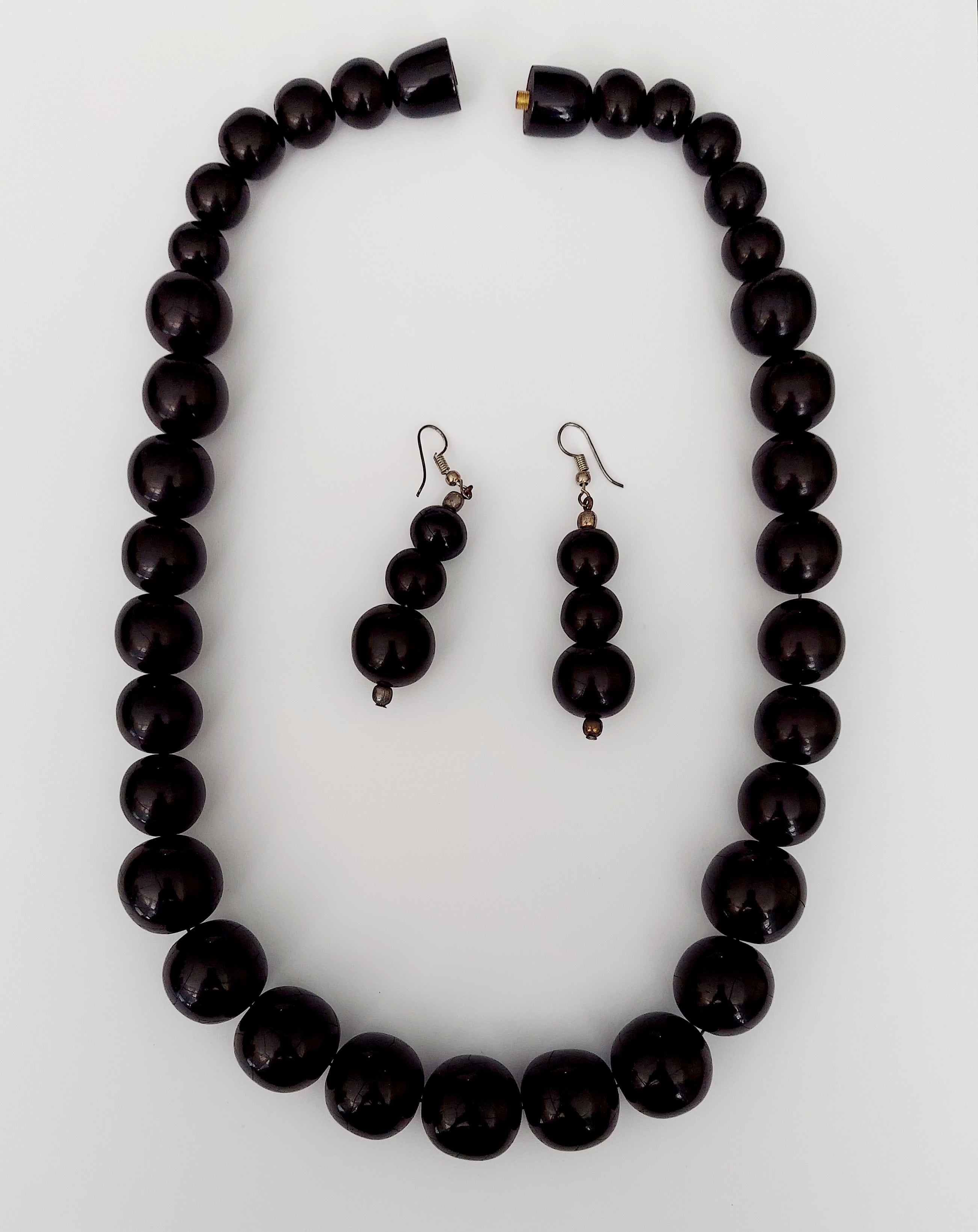 Wooden bead Necklace & Earrings Set