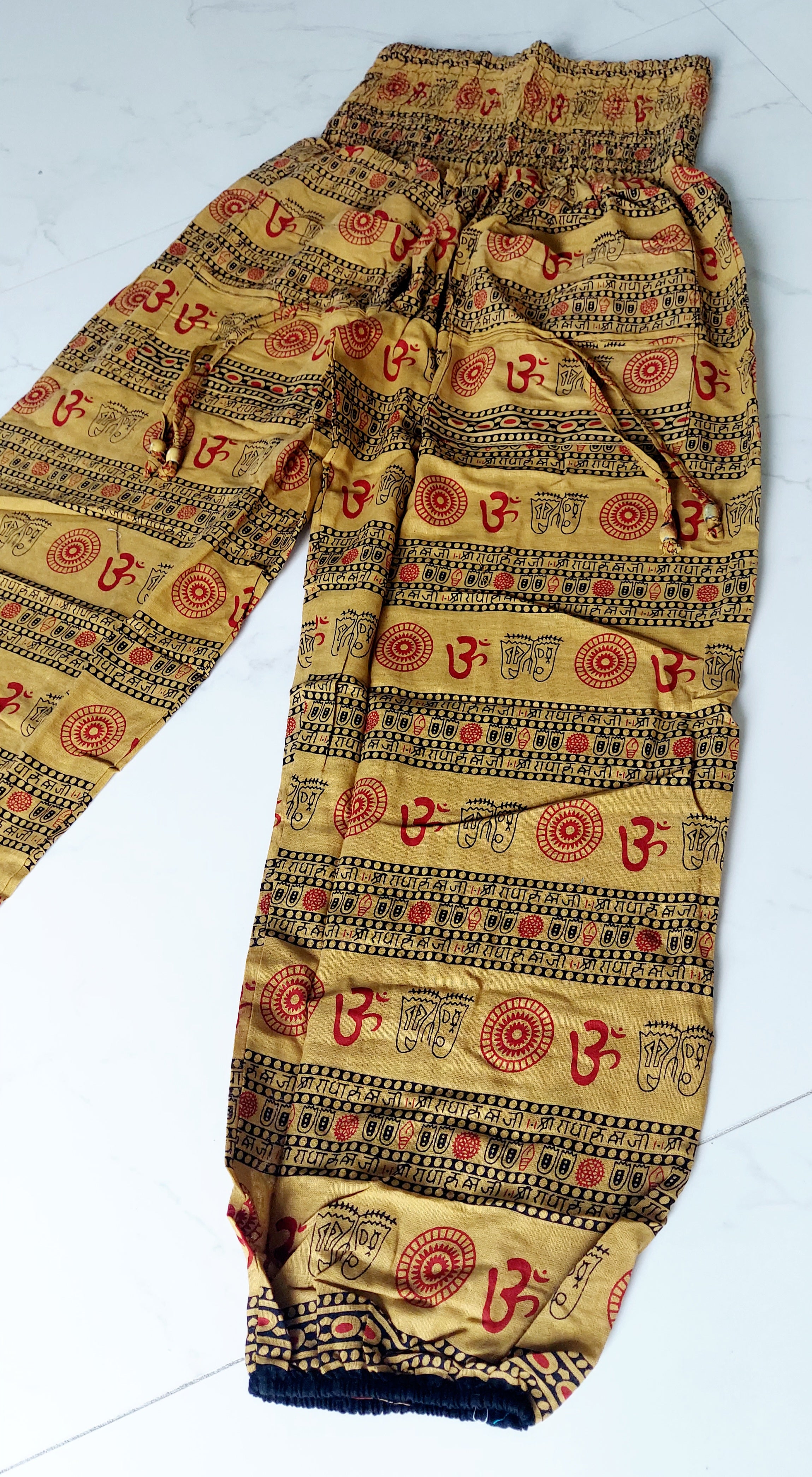 Cotton Yoga pants/ Hippie Boho Pants/ Ohm Print