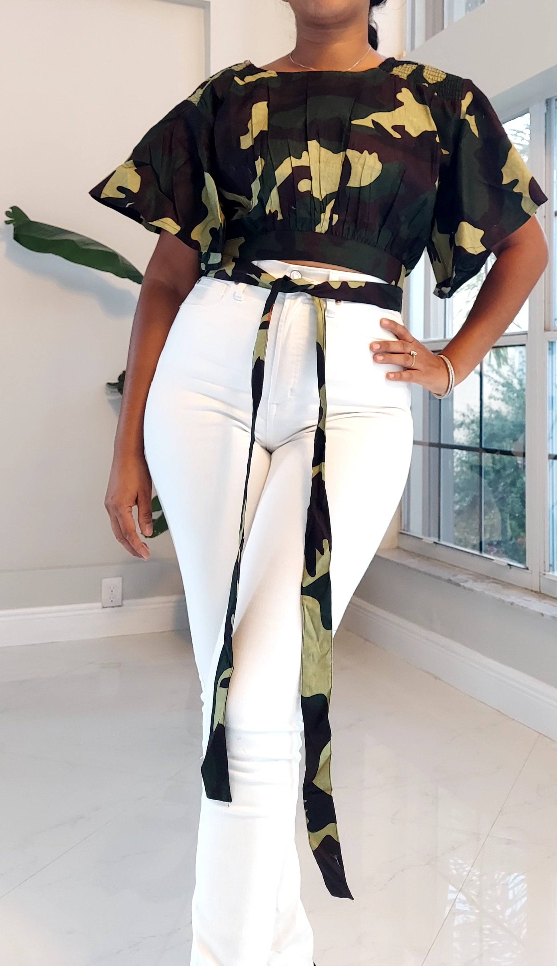 Crop Top/ Camouflage Print