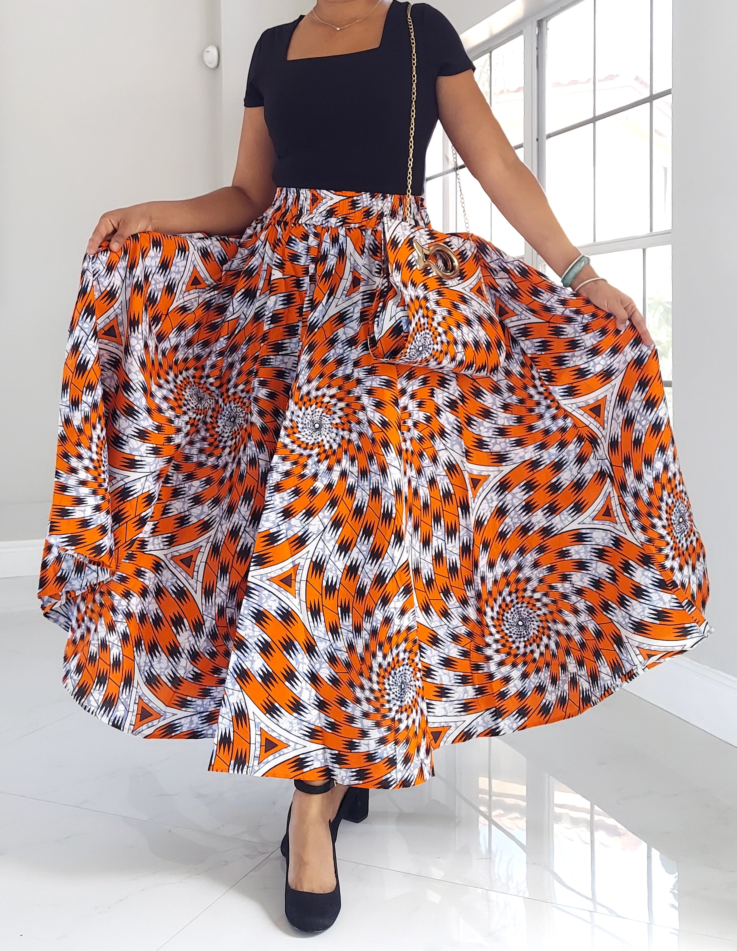 1003 Combo Long Skirt & Pocketbook Set