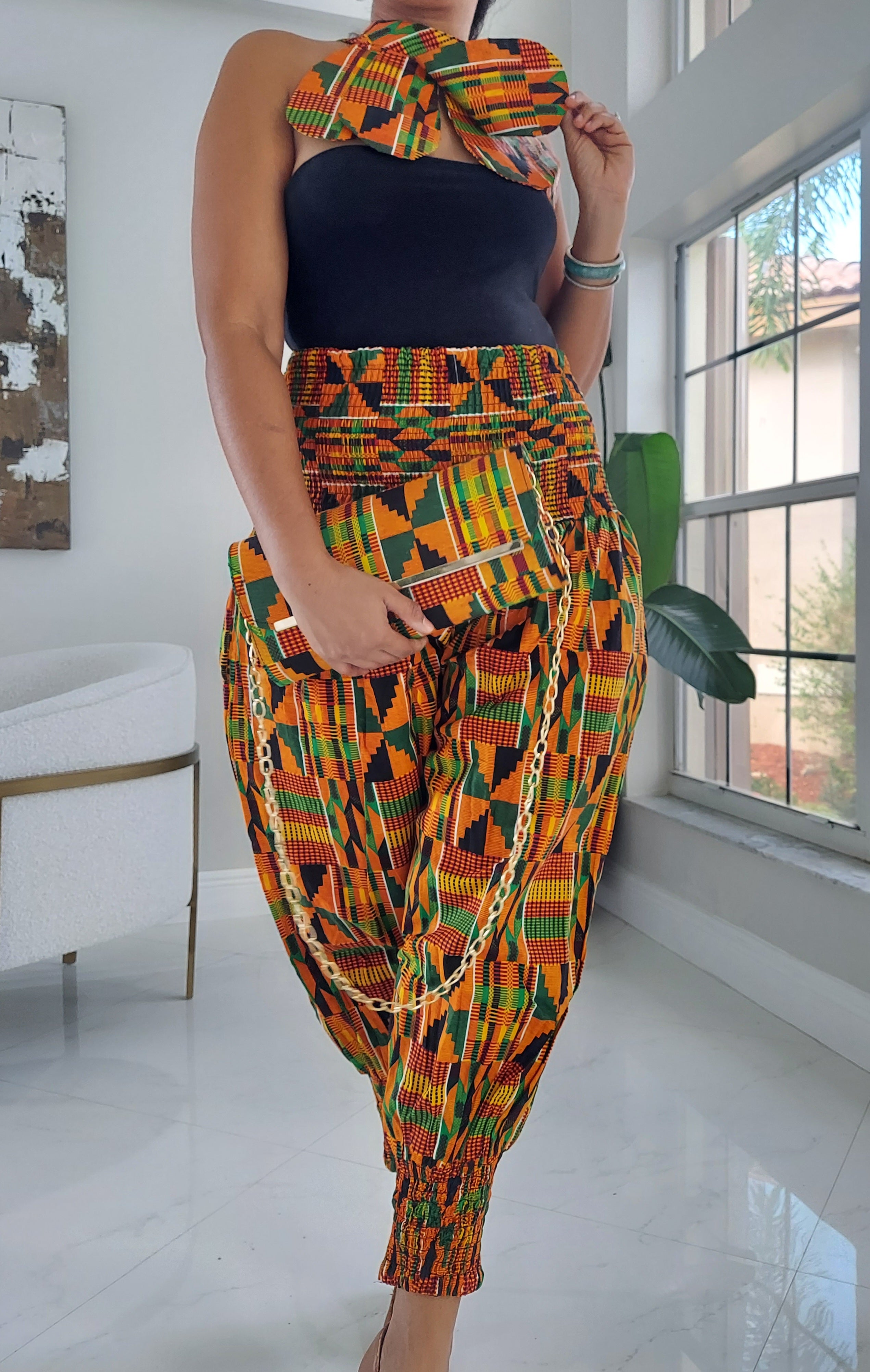 Harem Pant / Bib Necklace / Clutch / Kente - PJ21