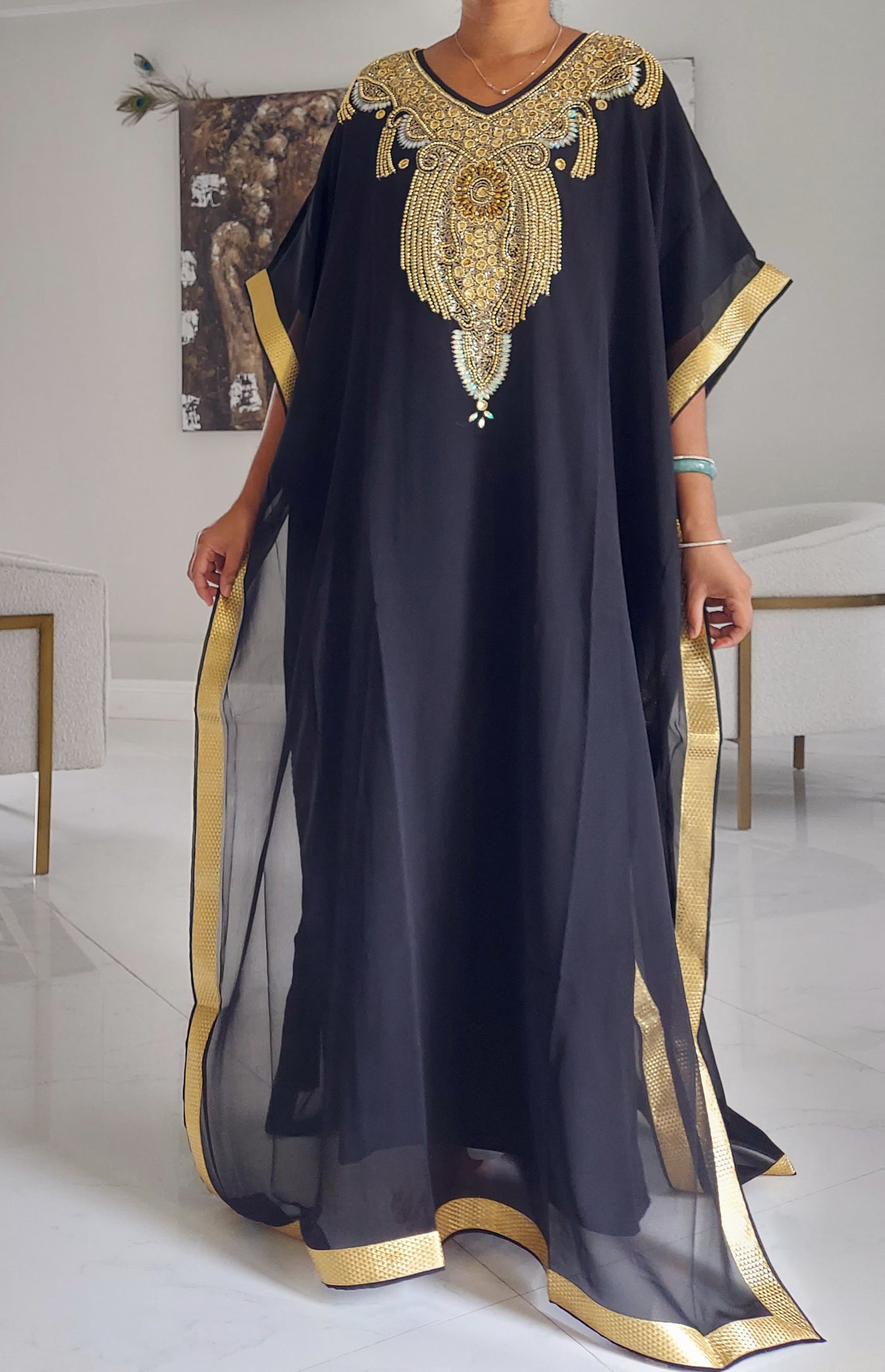 black dress with golden border Item ATLAS