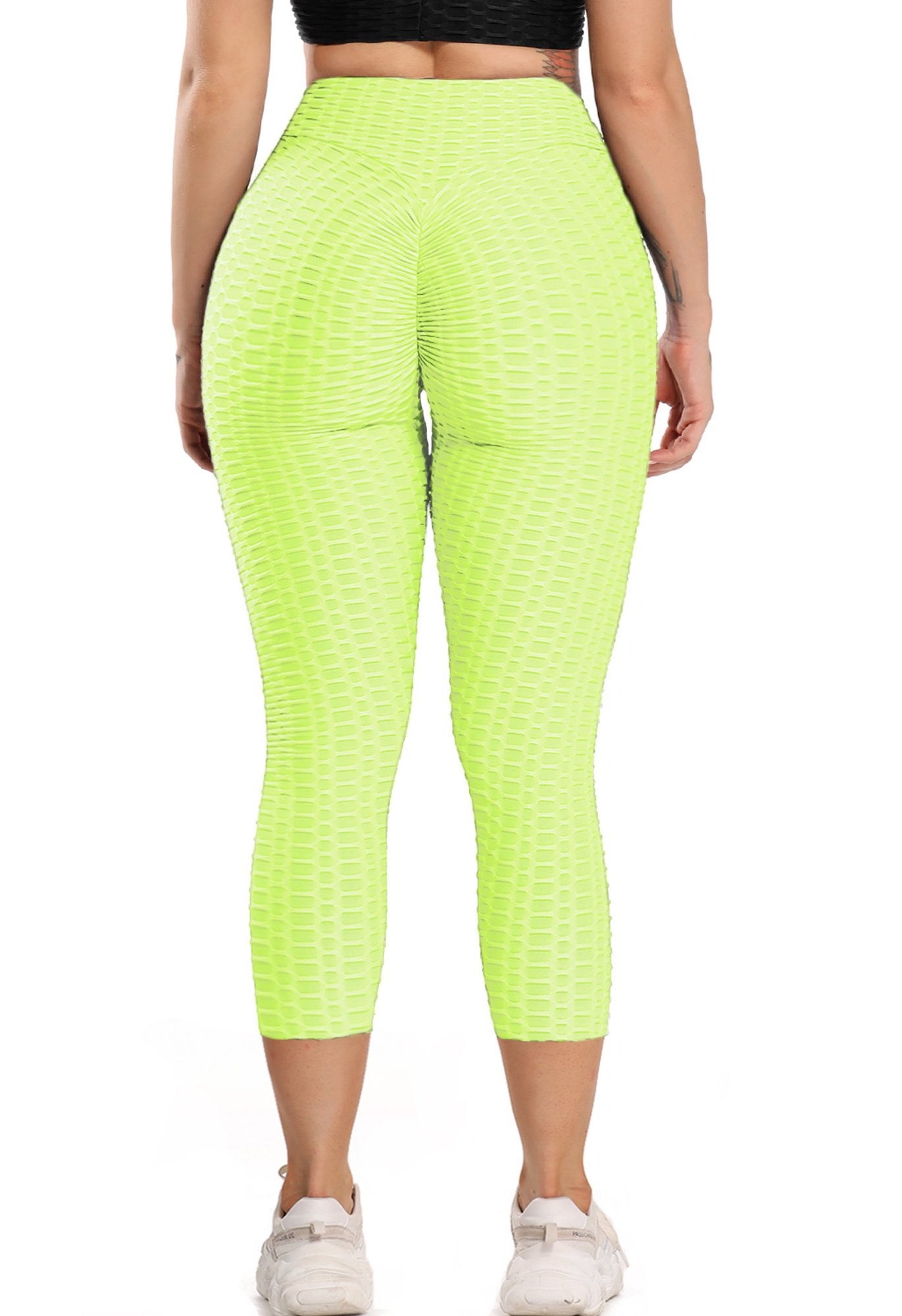 705 - BBL / yoga/Capri   Legging & zipper Crop Top Set/ Honey Comb - Solid